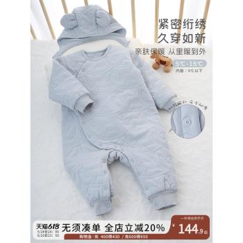 嬰兒夾棉男女寶寶冬季保暖連體衣