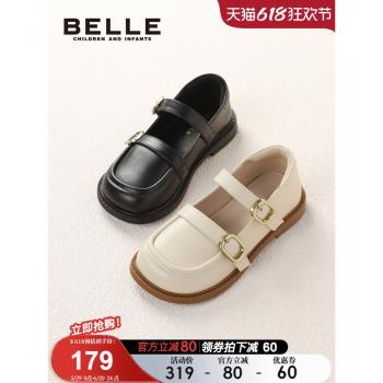 百麗童鞋女童黑皮鞋秋新款單鞋小女孩公主鞋兒童樂福鞋軟底英倫風