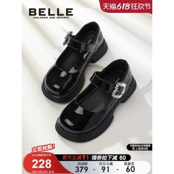 百麗童鞋女童皮鞋2024秋季新款樂福鞋兒童單鞋子英倫風公主鞋大童