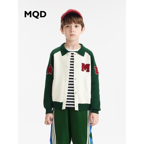 [Q]MQD童裝春秋男童毛衣針織開衫兒童運動學院風撞色時尚翻領外套