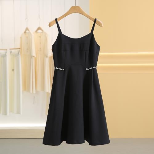 【布】韓版氣質收腰顯瘦吊帶連衣裙007品牌折扣店25夏新款小黑裙