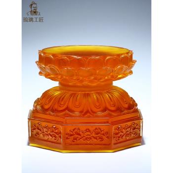 琉璃佛祖觀世音地藏菩薩水晶財神蓮花底座加高供奉佛像藥師佛擺件