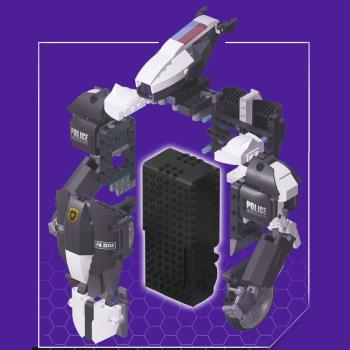 宇星模王警察機器人智慧APP遙控兒童益智拼裝中國積木玩具13114