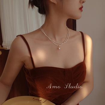 AMO午後酒會法式復古女珍珠項鏈