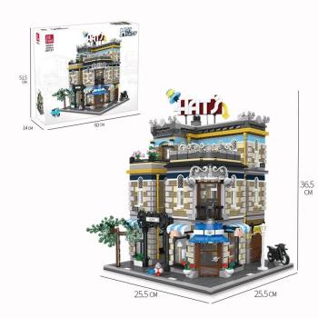 傑星MOC街景系列帽子商店成人高難度拼裝中國積木玩具89121