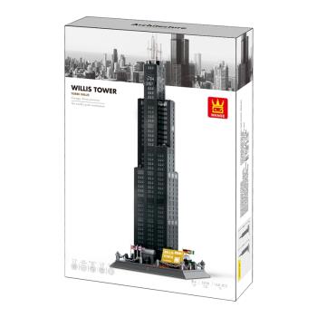 世界名建築芝加哥威利斯大廈高難度大型拼裝中國積木玩具