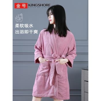 金號純棉浴衣日式和風浴袍家居服 新疆棉情侶系帶式素色吸水A類