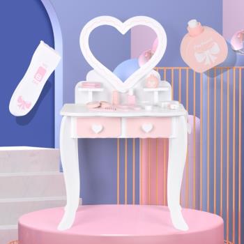 小女孩公主梳妝臺玩具兒童寶寶娃娃女生過家家木質化妝臺模擬套裝
