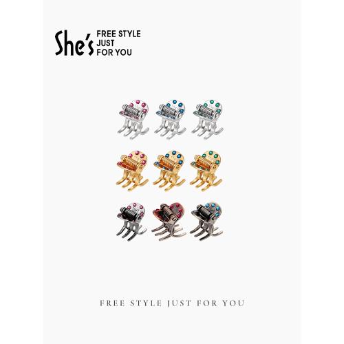 she’s茜子發飾品仿水晶鑲鉆小抓夾發量少小號精致半扎發夾發抓