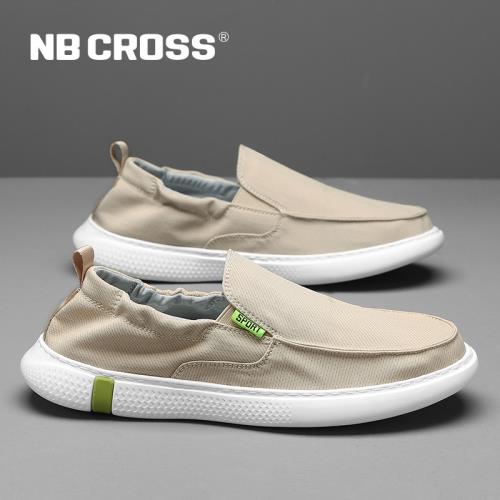 NB CROSS旗艦店男帆布鞋老北京布鞋官方男士休閑鞋子一腳蹬懶人鞋