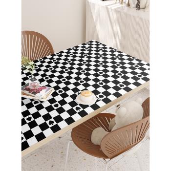 矽膠棋盤格子餐桌墊防水放油免洗家用長方形桌布無味茶幾墊電視櫃