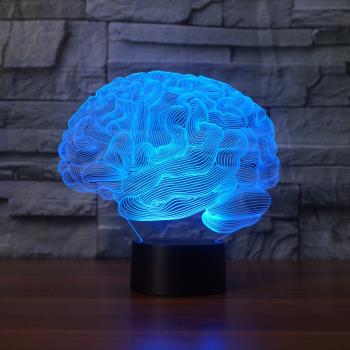 創意大腦3d小夜燈觸控變色裝飾臺燈臥室床頭燈usb插電酒吧桌面燈
