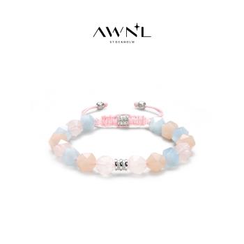 AWNL珍寶珠粉晶海藍寶桃石手鏈女情侶輕奢小眾送禮新年禮物