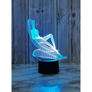 3d視覺小夜燈usb插電七彩變色臥室床頭燈酒吧清吧KTV桌面裝飾臺燈