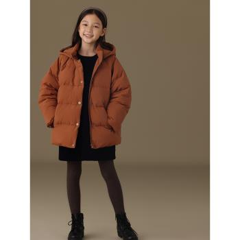哈齒童裝兒童羽絨外套加厚保暖冬季抗凍麵包服連帽羽絨服男童女童