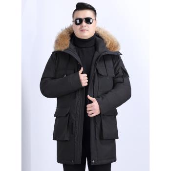 Y815中長款連帽外套男士羽絨服