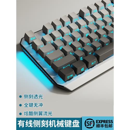 前行者機械鍵盤鼠標套裝87青軸側刻有線電腦無線藍牙電競游戲專用