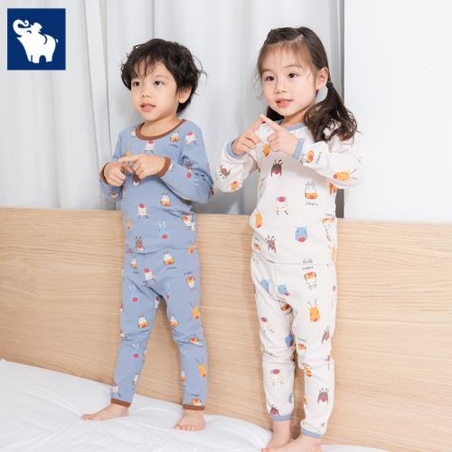 蘭威麗洋秋季新款兒童內衣純棉卡通保暖內衣套裝男寶寶家居服睡衣