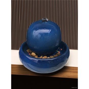擺設流水加濕器藍色客廳創意陶瓷