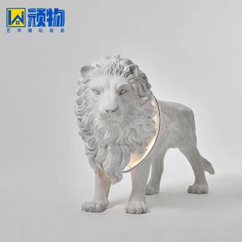 北歐後現代獅子雕塑落地燈現代客廳大型led燈別墅酒店樣板間燈具