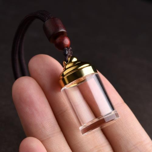 天然白水晶大瓶口圓柱形嘎烏瓶吊墜可打開空瓶嘎烏盒掛件男女項鏈