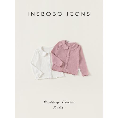 INSbobo女童秋裝針織衫兒童毛衣秋季新款女寶打底衫小童開衫