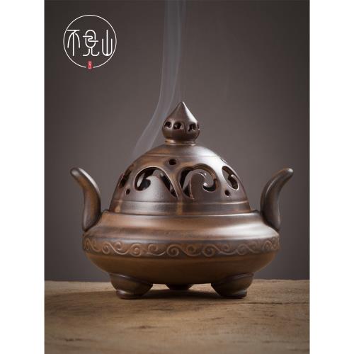 三足盤香爐陶瓷檀香爐居家用書房線香爐仿古塔香爐窯變手工熏香爐