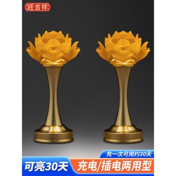 佛前供燈led燈插電一對財神燈充電長明燈仙家用供佛燈蓮花觀音燈
