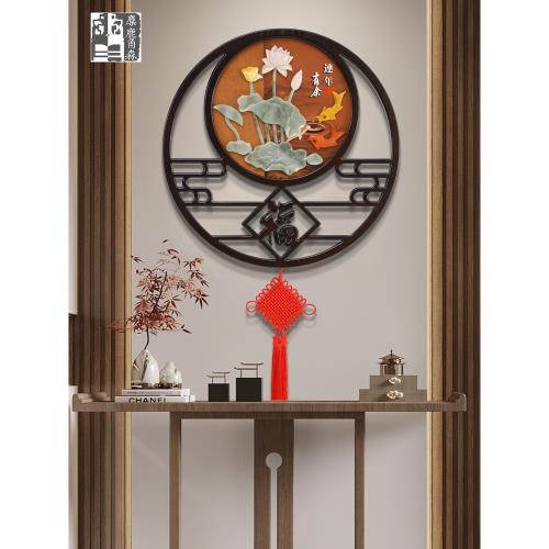 新中式玄關裝飾畫客廳臥室餐廳掛畫玉雕裝飾壁畫沙發背景畫新款