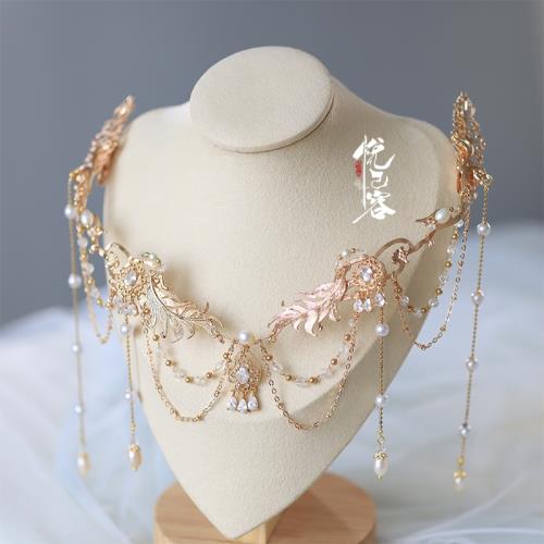 悅己容[洛神賦]古風發飾鋯石長流蘇后壓漢服頭飾額飾一款多用仙氣