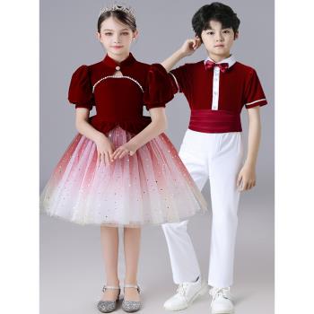 元旦兒童演出服中小學男女童禮服小學生詩歌朗誦合唱團服表演服裝