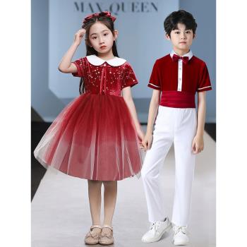 國慶兒童合唱演出服中學生小學生大合唱團男女童朗誦比賽表演服裝