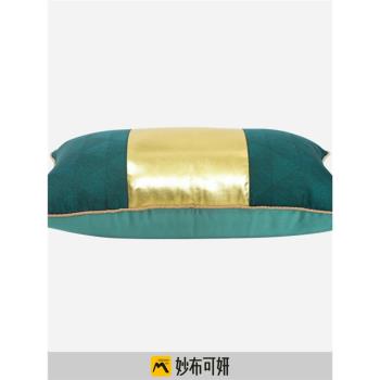 中式綠色抱枕套樣板間拼接椅子沙發靠墊簡約現代靠包臥室床頭腰枕