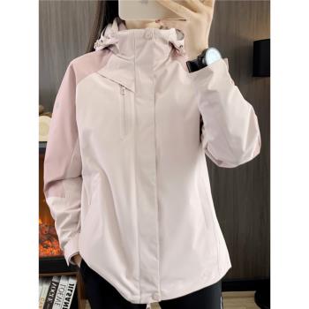 羽絨服沖鋒衣女戶外防風防水可脫卸三合一兩件套白鴨絨登山服外套
