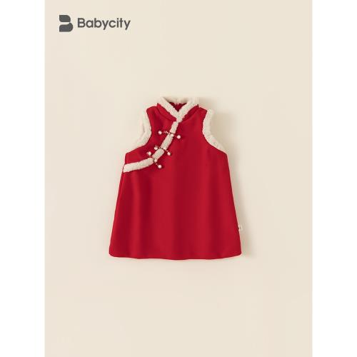 寶寶周歲禮服女童裙子新中式漢服背心裙旗袍兒童加絨拜年服連衣裙