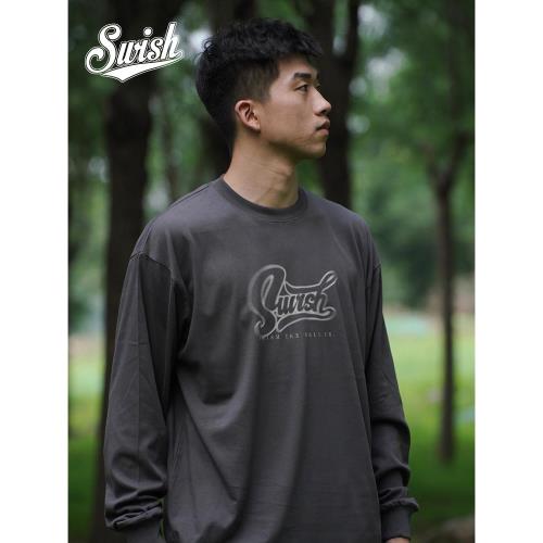 Swish 幻影字母純棉美式籃球長袖圓領男秋季寬松運動投籃服訓練服