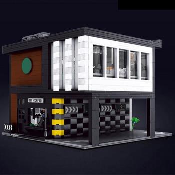 宇星模王MOC-45635街景建築現代咖啡廳拼裝中國積木玩具16036