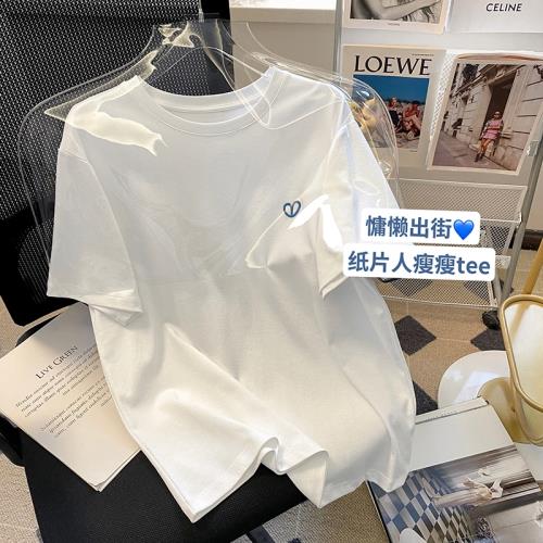 小C家純棉圓領短袖T恤女2025年春夏新款寬松顯瘦減齡情侶潮牌上衣