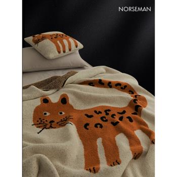 NORSMAN秋冬沙發蓋毯高階感半邊絨毛毯辦公室午睡卡通單人小毯子