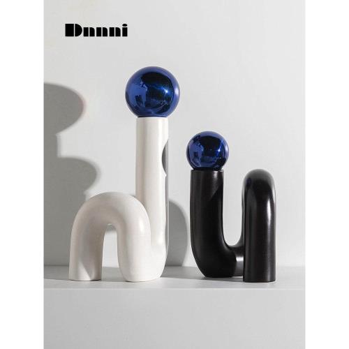 Dnnni回形陶瓷擺件北歐現代簡約家居客廳樣板房創意軟裝工藝飾品