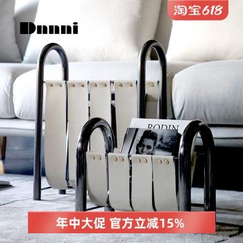Dnnni輕奢金屬皮質雜志架書架家居擺件客廳樣板間設計師軟裝飾品