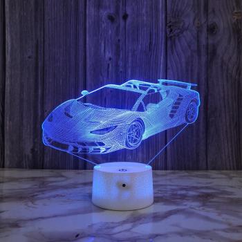創意汽車3d視覺臺燈遙控七彩變色電競房氛圍燈臥室床頭伴睡小夜燈