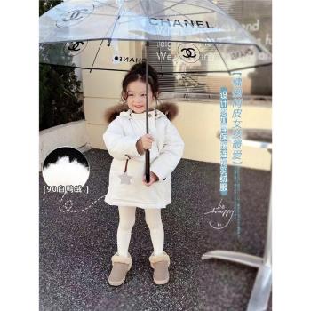 AnnieGirl女童秋冬新款杜邦三防尖帽90白鴨絨男女童羽絨服外套