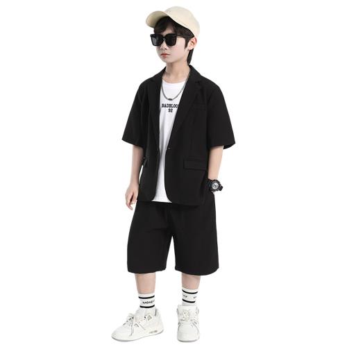 男童西服套裝短袖夏裝帥氣中大童花童生日禮服主持演出服小西裝潮