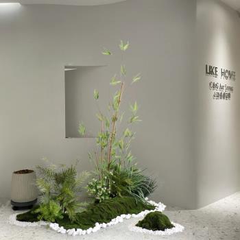 中式庭院模擬造景竹子插花室內景觀植物入口花槽綠植物裝飾擺件