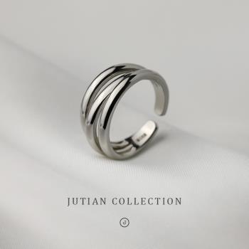 JUTIAN質感純銀女個性三層戒指