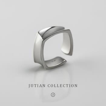 JUTIAN純銀個性正方形質感女戒指