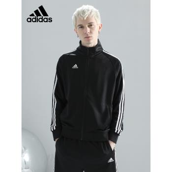 Adidas阿迪達斯外套薄款男女秋季情侶裝經典條紋休閑運動服夾克衫