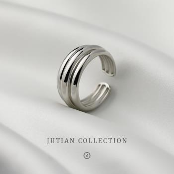 JUTIAN純銀女個性金屬質感戒指