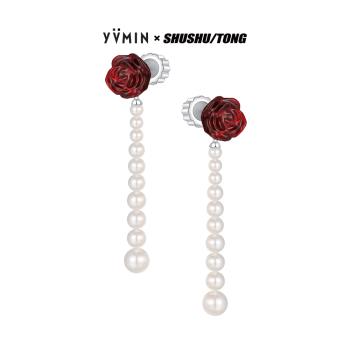 YVMIN尤目 X SHUSHUTONG 珍珠串玫瑰花瓶耳環新年禮物